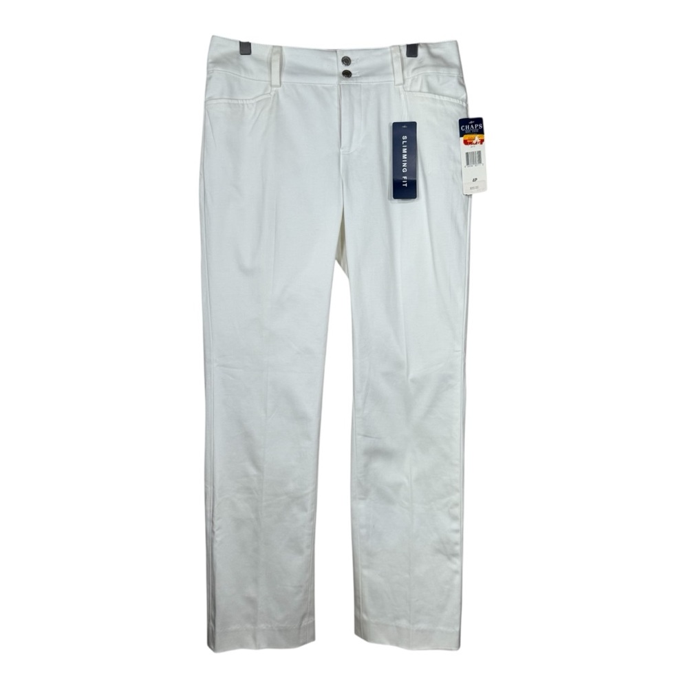 New Chaps White Straight Leg Slimming Fit Pants Size 4P